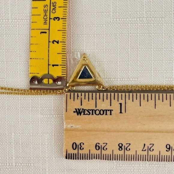 Michelle Campbell New Pendant Necklace 14K Gold Genuine Lapis Stone Inlay - Picture 7 of 9